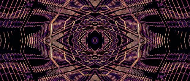 Vj loop Neon Tunnel Purple Gold Kaleidoscope 21:9 Ultrawide 60fps Screensaver