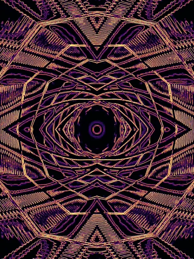 Neon Tonnel Goud Pers Kaleidoskoop Vj Loop 3:4 iPad Portret 60fps Skermbewaarder