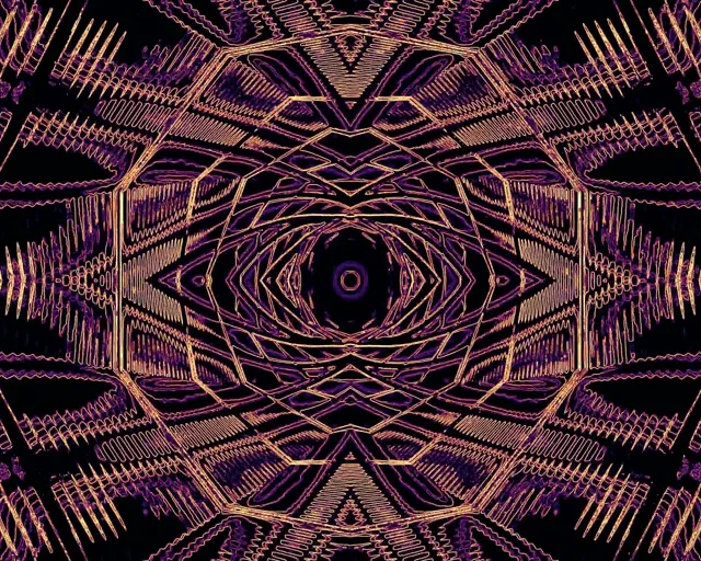 Neonowy Tunel 5:4 industrial Złoty Fioletowy Kalejdoskop Vj loop 60fps wygaszacz