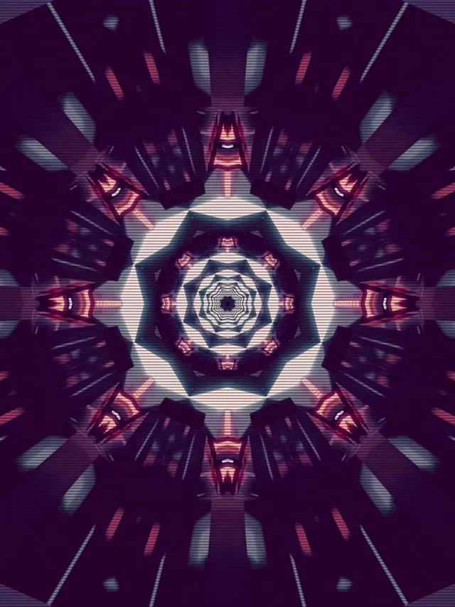 Neon Tünel Mor Altıgen Ekran Koruyucu 3:4 iPad Dikey 60fps VJ Loop