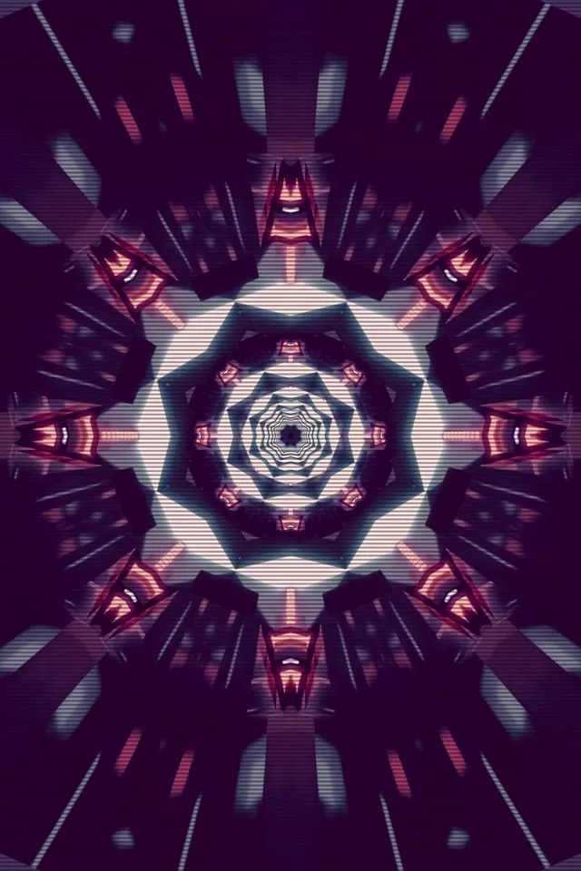 Neon Tunneli Violetti Kaleidoskooppi 60fps Näytönsäästäjä PC 2:3 Portrait VJ Loop