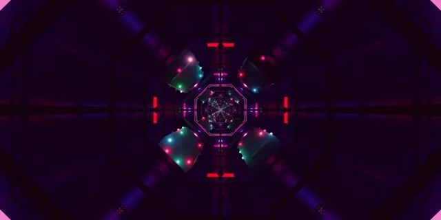 Neon Tunnel Purple Octagon Screensaver 2:1 Univisium 60fps Vj Loop