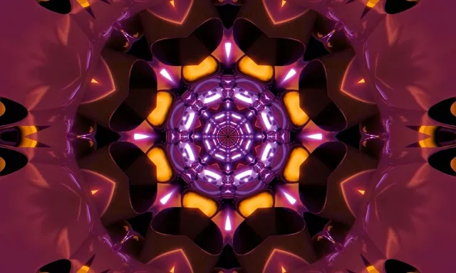 Neon Tunnel Fiolett Oransje Kaleidoskop Skjermsparer 5:3 Wide 60fps VJ Loop