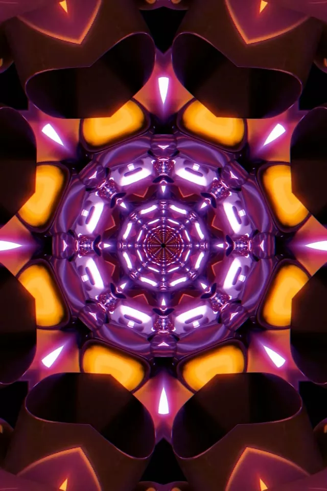 Neon Tunneli Violetti Oranssi Kaleidoskooppi Näytönsäästäjä 60fps 2:3 Photo Portrait VJ Loop