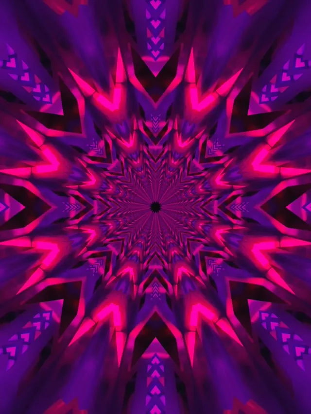 Neono Tunelio Fraktalinis Kaleidoskopo Sprogimas VJ Loop 3:4 iPad Portrait 60fps Ekrano Užsklanda