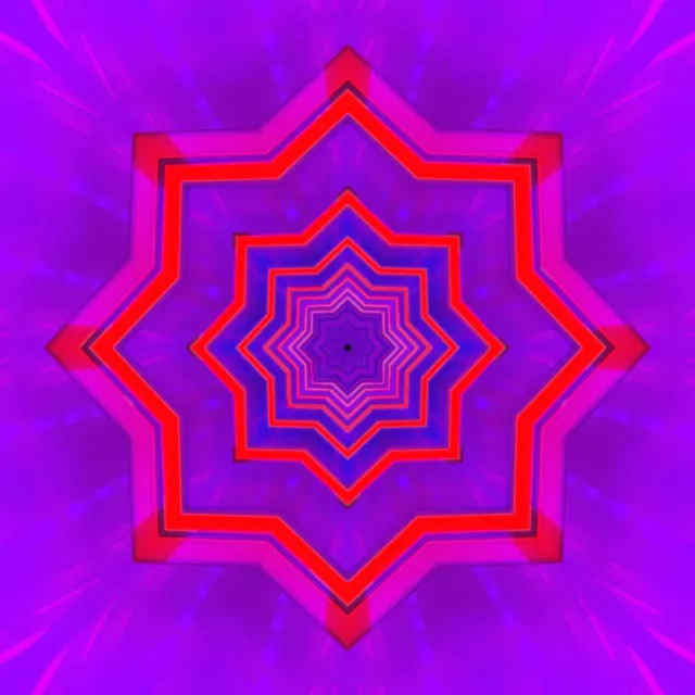 Neon Tunela 8-Puntuko Izarra Zurrunbiloa 1:1 Karratua 60fps Pantaila-babeslea VJ Loop