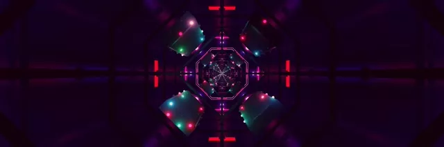 Terowongan Neon Ungu Screensaver 3:1 Triple Wide 60fps VJLoops PC