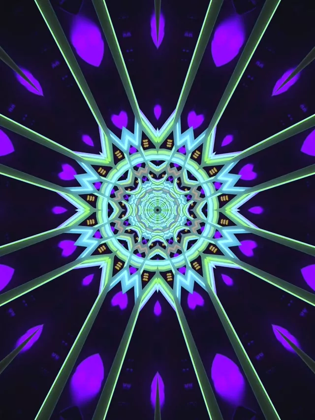 Neon Tüneli Mor Yıldız Mandala Ekran Koruyucu 3:4 iPad Portrait 60fps VJ Loop