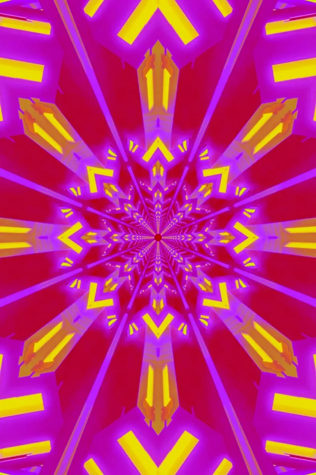 Neon Tunel Kaleidoskopoa Star Burst VJ Loop 2:3 Photo Portrait 60fps Pantaila-babeslea