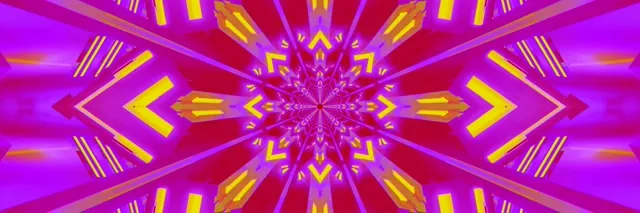 Neon-Tunnel Kaleidoskop Stern Burst 3:1 Dreifach Breit 60fps Bildschirmschoner VJ Loop