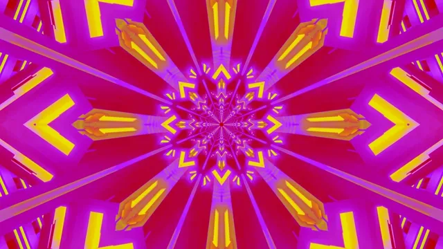 Neon Tunnel Purple Yellow Kaleidoscope Screensaver 4k UHD 60fps VJ Loop