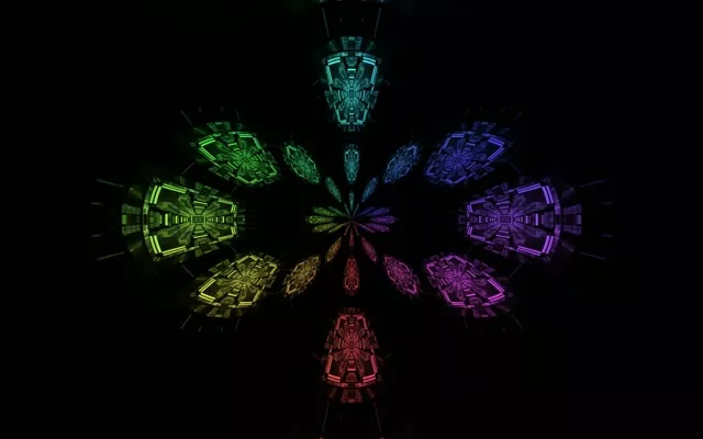 Neonový Tunel Duhový Kříž VJLoops 60fps 16:10 MacBook Spořič Obrazovky