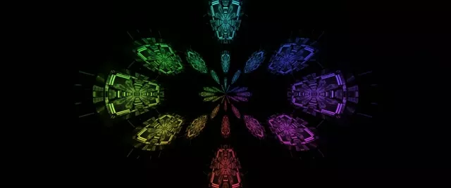 Neon Tünel Gökkuşağı Uzay Aracı Girdabı Vj Loop 2.39:1 Cinemascope 60fps Ekran Koruyucu