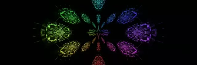 อุโมงค์นีออนกลีบสีรุ้งระเบิด VJLoops 3:1 ทริปเปิลไวด์ 60fps สกรีนเซฟเวอร์