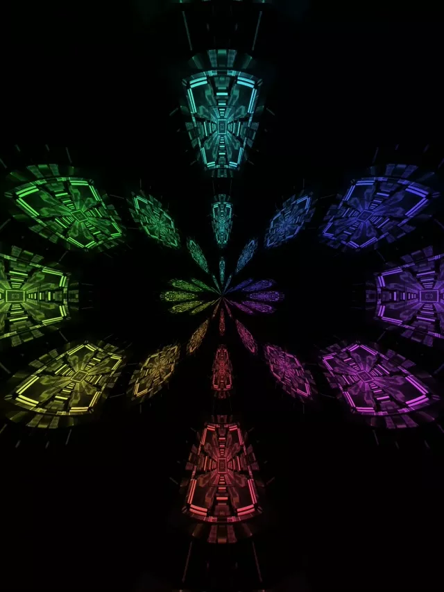 Terowong Neon Pusaran Bunga RGB VJLoops 3:4 iPad Potret 60fps Screensaver