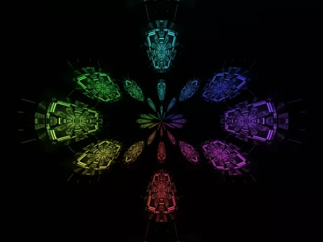 Terowong Neon Kaleidoskop Pelangi 4:3 Klasik 60fps Screensaver VJLoops