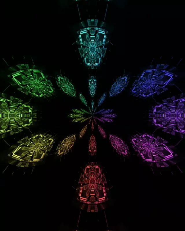 Tunel Neonowy Tęczowy Wybuch Płatków VJ Loop 4:5 Instagram 60fps Wygaszacz