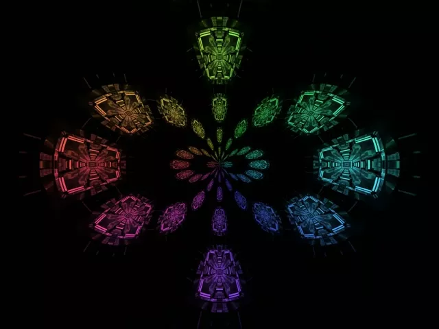 Tunnel Neon Arcobaleno Frattale Fioritura 4:3 Classic 60fps Screensaver VJ Loop