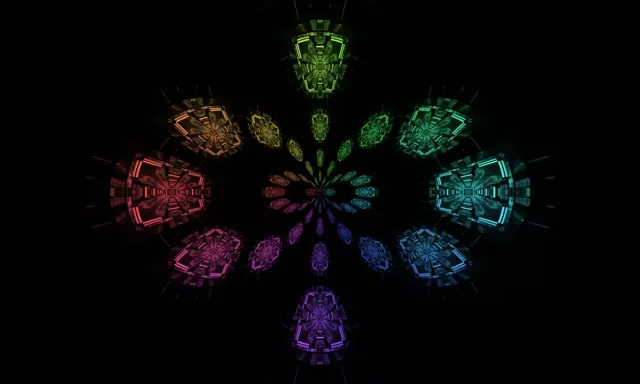 Neon Tunel Dužičasti Fraktalni Cvet Vj Loop 5:3 Široko 60fps Čuvar Ekrana