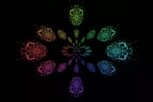 Túnel Neón Arcoíris Fractal Flor VJ Loop 3:2 Surface 60fps Salvapantallas