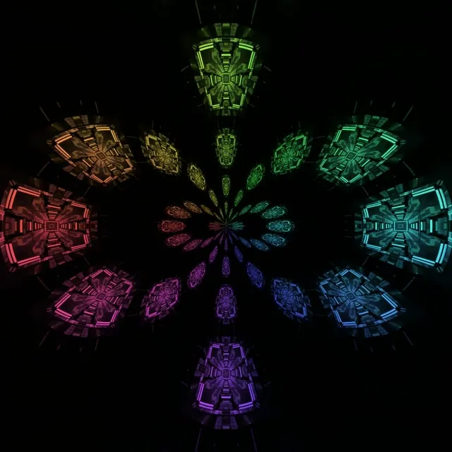 Neon Tunnel Rainbow Fractal Kaleidoscope VJ Loop 1:1 Square 60fps Screensaver