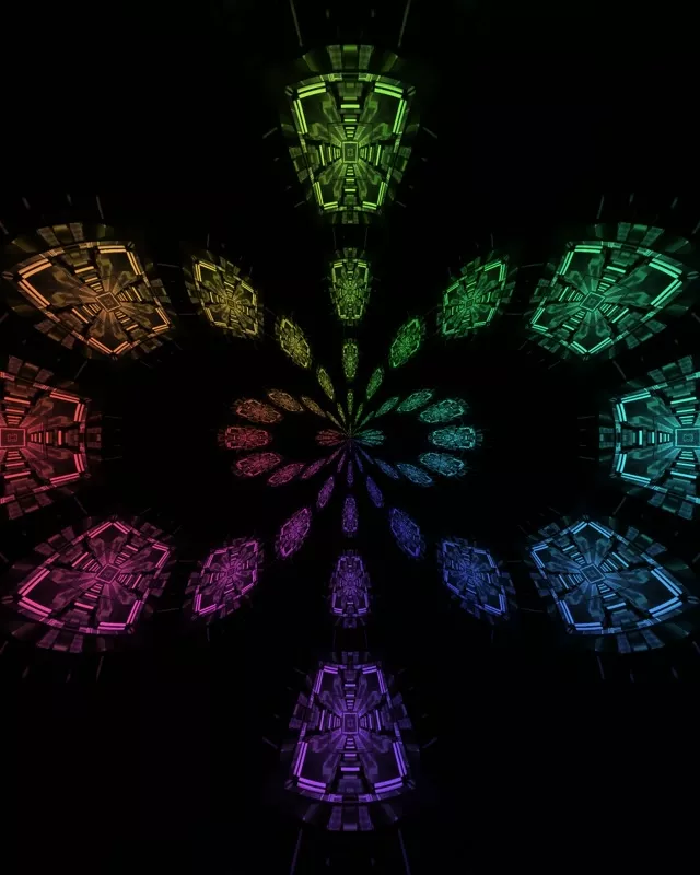 Túnel de Neó Mandala Fractal Arc de Sant Martí 60fps Protector de Pantalla 4:5 Instagram VJLoops