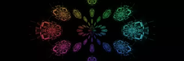 Neon Tunnel Rainbow Kaleidoscope Vj Loop 3:1 Triple Wide 60fps Screensaver