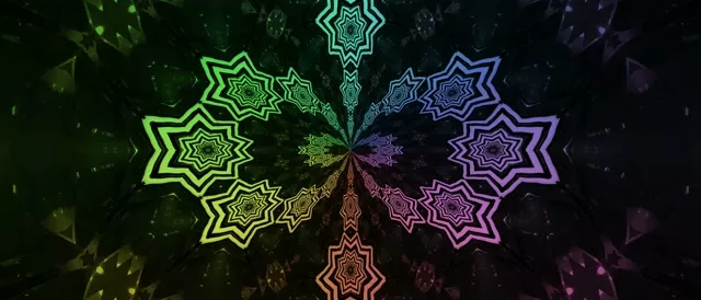 Neon Tunnel Rainbow Mandala Star Vj Loop 21:9 Ultrawide 60fps Screensaver