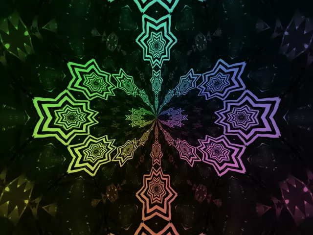 Neon Tunnel Regenbogen Stern Mandala Bildschirmschoner 4:3 Classic 60fps VJ Loop