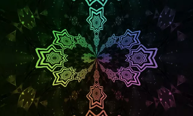Neon Tünel Gökkuşağı Yıldız Kaleidoskop VJ Loop 5:3 Geniş 60fps Ekran Koruyucu