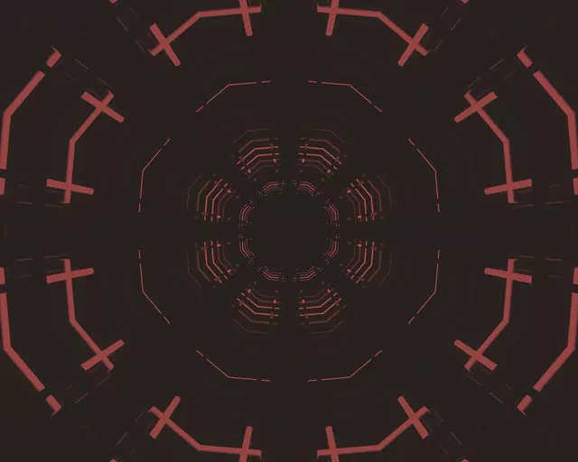 نفق نيون أحمر صليب دوامة VJ Loop 5:4 صناعي 60fps شاشة توقف