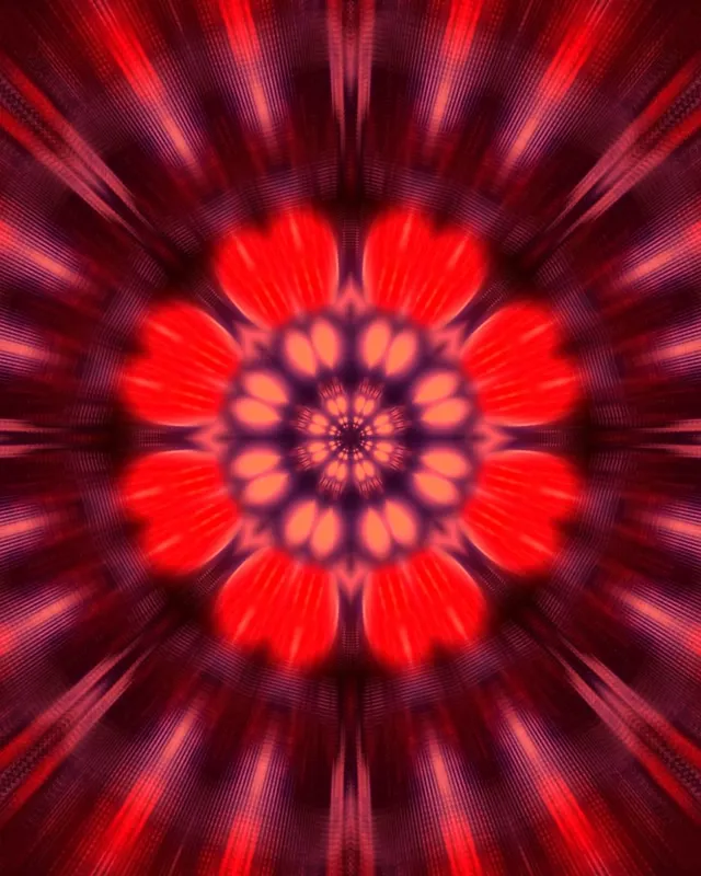 Neonowy Tunel Czerwony Fraktalny Kalejdoskop Rozkwit VJ Loop 4:5 Instagram 60fps Wygaszacz