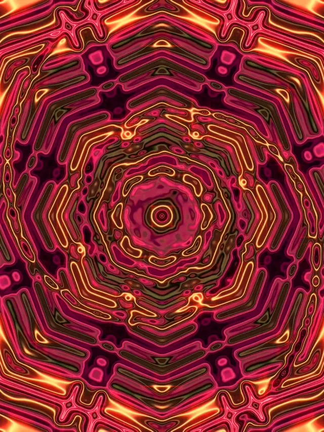 Neon Tunnel Kırmızı Altın Mandala Girdap Ekran Koruyucu 60fps 3:4 iPad Portre VJ Loop