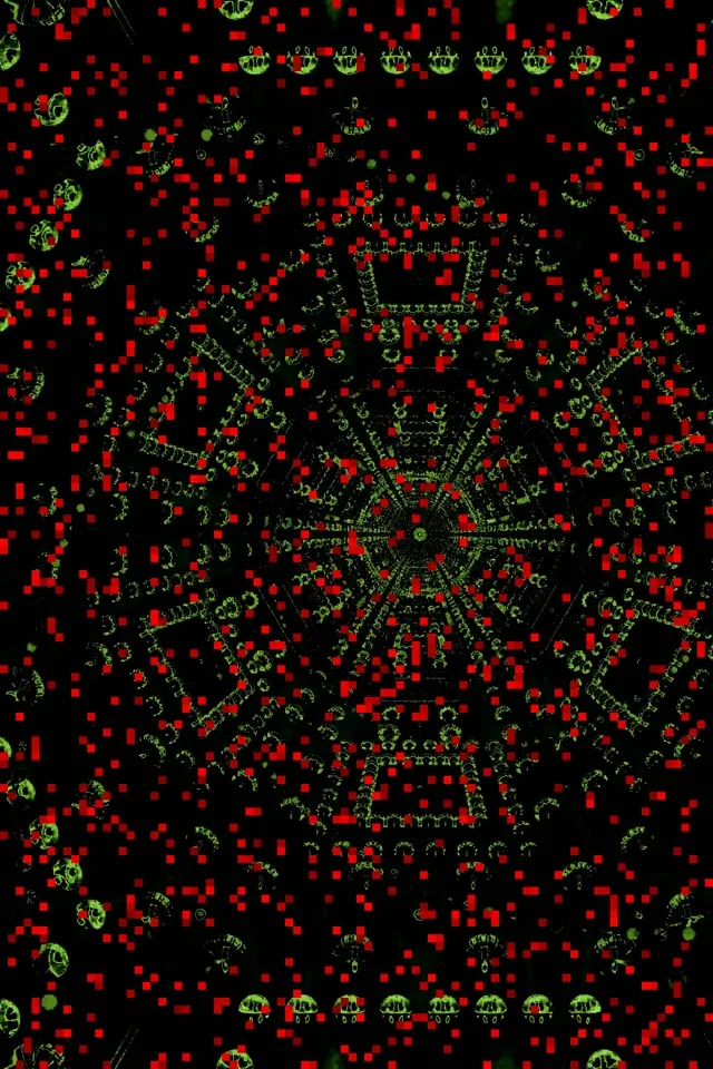 霓虹隧道红色像素六角网络 VJ Loop 2:3 照片竖屏 60fps 屏保