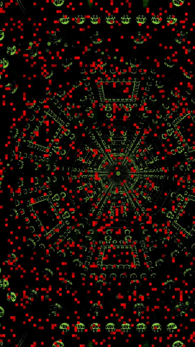 Neon Tunnel Rød Grøn Fraktal Web Hvirvel Vj Loop 9:16 Reels 60fps Pauseskærm