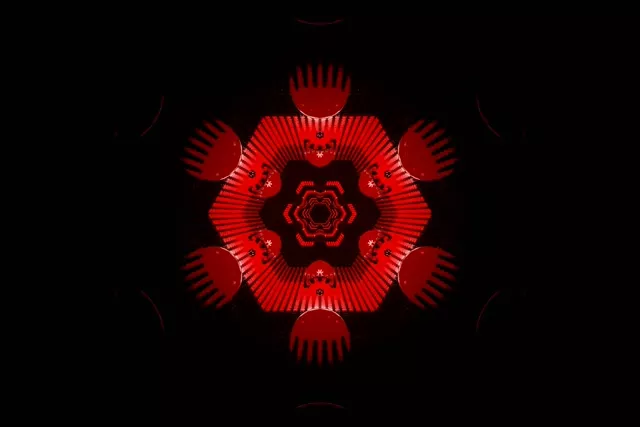 Đường Hầm Neon Kaleidoscope Lục Giác Đỏ Vj Loop 3:2 Surface 60fps Screensaver