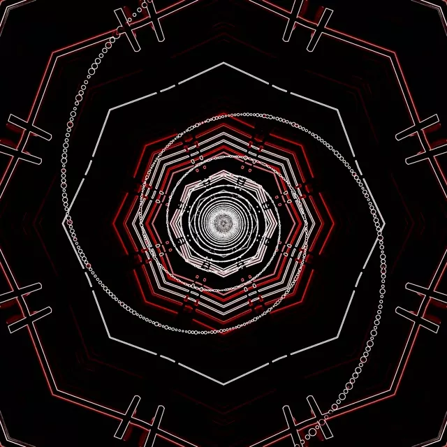 Neon Tunnel Red Hexagon Vortex Vj Loop 1:1 Square 60fps Screensaver