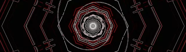 Túnel de Neó Vermell Hexàgon Vòrtex Bucle VJ 60fps 32:9 Super Ultrawide Protector de Pantalla