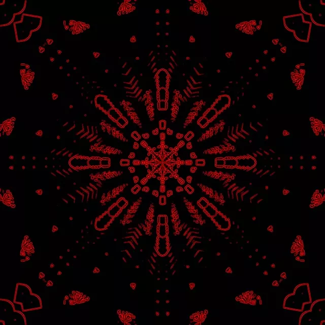 Túnel de Neó Calidoscopi Vermell Explosió VJLoops 1:1 Quadrat 60fps Protector de Pantalla