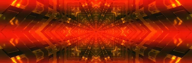 Neon Tunnel Red Kaleidoscope Star Burst Vj Loop 3:1 Triple Wide 60fps Screensaver
