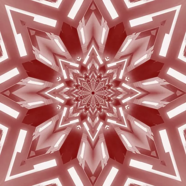 Neon Tunnel Red Kaleidoscope Star Vj Loop 1:1 Square 60fps Screensaver