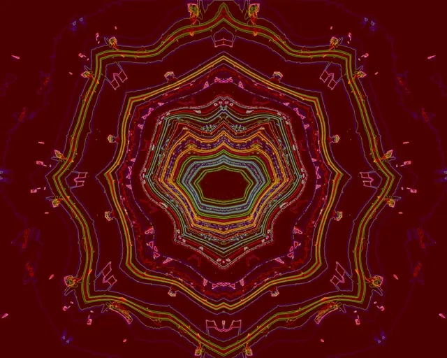 Neon Tunnel Kaleidoskop Stjerne Hvirvel 5:4 industrial 60fps Pauseskærm Vj Loop