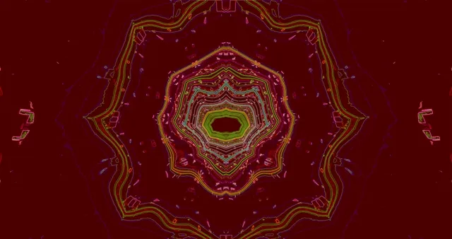 Twnnel Neon Mandala Coch Arbedwr Sgrin 4K UHD 60fps Dolen VJ