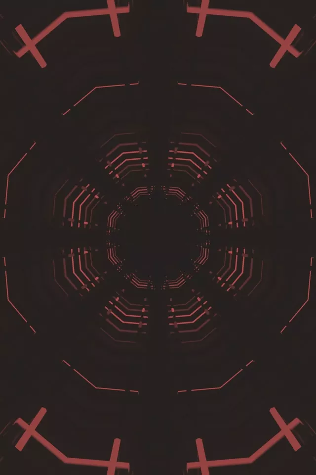 Túnel Neón Vermello Octógono Grella VJ Loop 2:3 Foto Retrato 60fps Protector de Pantalla