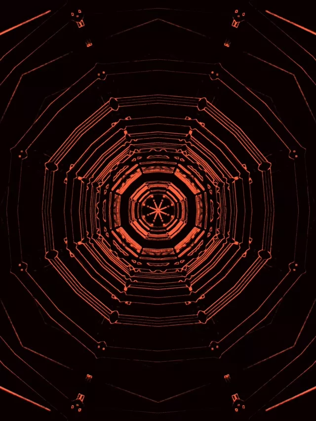 Tunel Neon Roșu Octagon Vortex VJLoops 60fps 3:4 iPad Portrait Screensaver