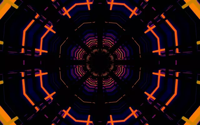 Neon Tunnel Octagon Grid VJ Loop 60fps 16:10 MacBook Screensaver