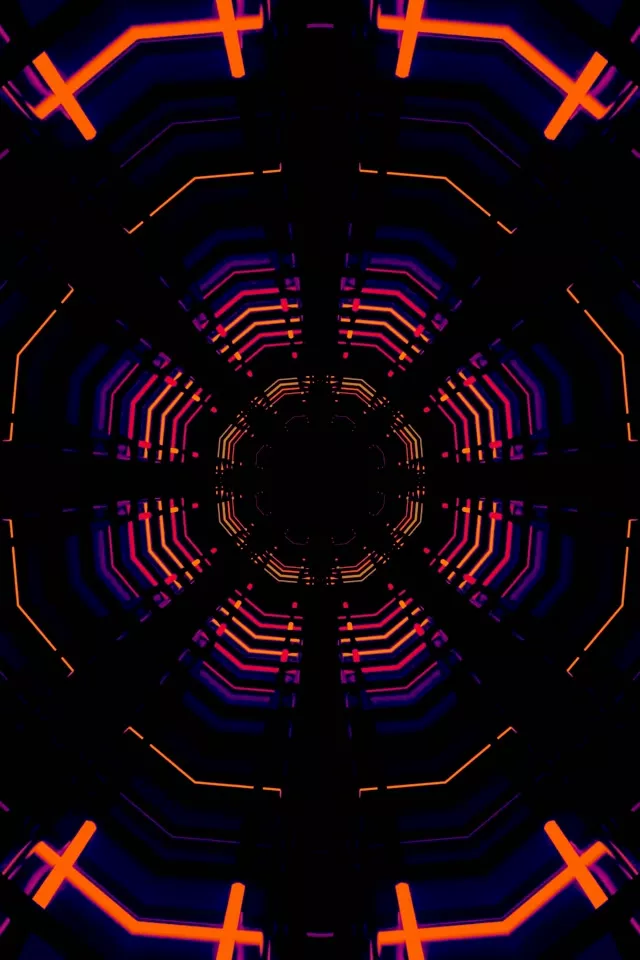 Neon Tünel Sekizgen Izgara VJLoops 60fps 2:3 Fotoğraf Portre Ekran Koruyucu