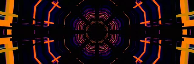 Neon Tunnel Octagon Grid VJ Loop 3:1 Triple Wide 60fps Screensaver