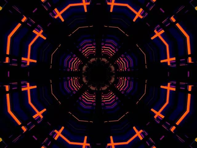 Neon Tunnel Octagon Grid Vj Loop 4:3 Classic 60fps Screensaver Red Orange