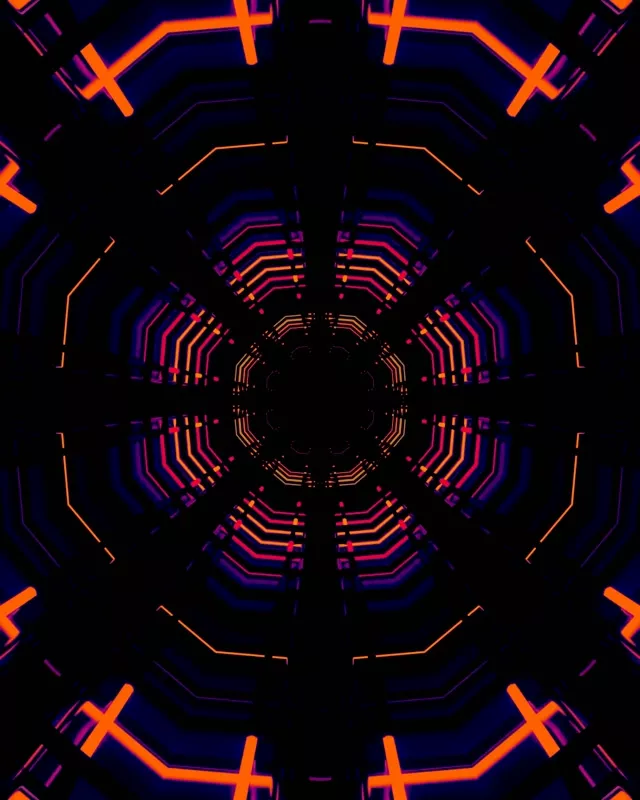 Neon Tunnel Octagon Grid VJ Loop 4:5 Instagram 60fps Screensaver